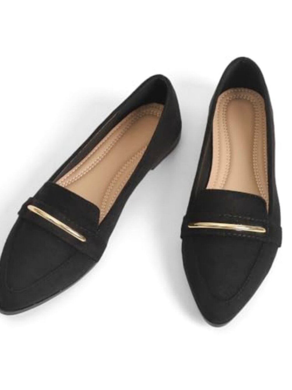 Women's Pointed Toe Penny Loafers Slip-On Faux Suede Work Flats